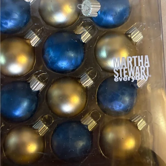 Martha Stewart Blue and Gold Glass Ornaments Set - Picture 2 of 3
